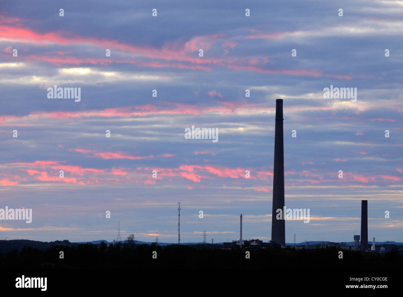 Tramonto cielo sopra il bacino di Sudbury, maggiore Sudbury, Ontario, Canada Foto Stock