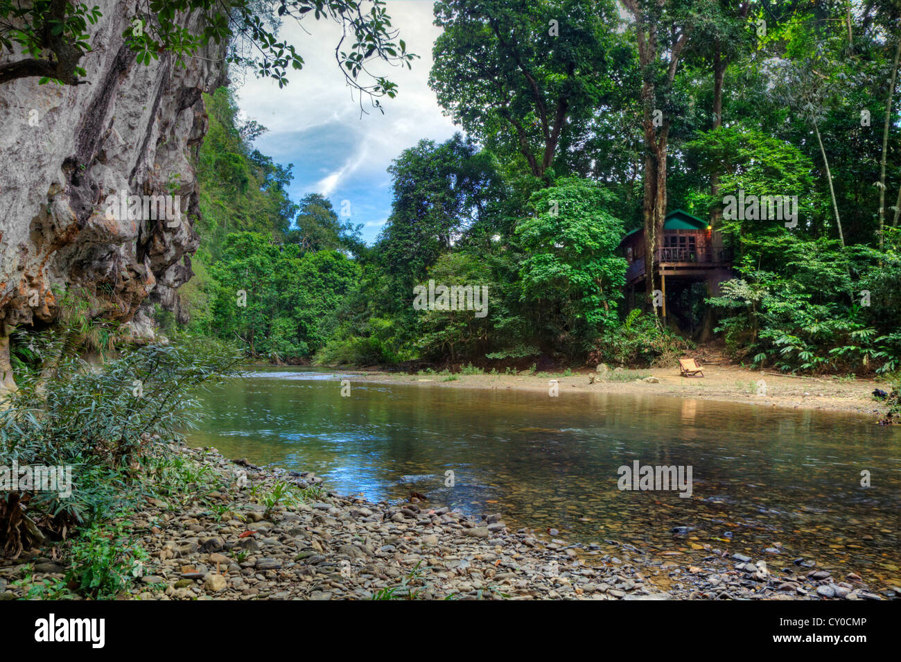 TREE CASE sono la specialità del nostro JUNGLE HOUSE Khao Sok NATIONAL PARK - SURATHANI PROVENCE, Thailandia Foto Stock