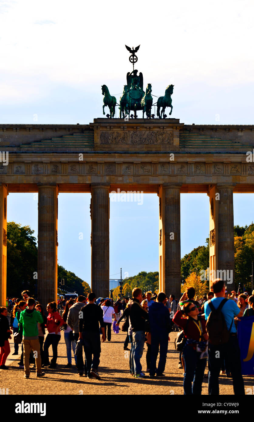 Porta di Brandeburgo Berlino Germania Brandeburgo Arch Berlino Germania Foto Stock