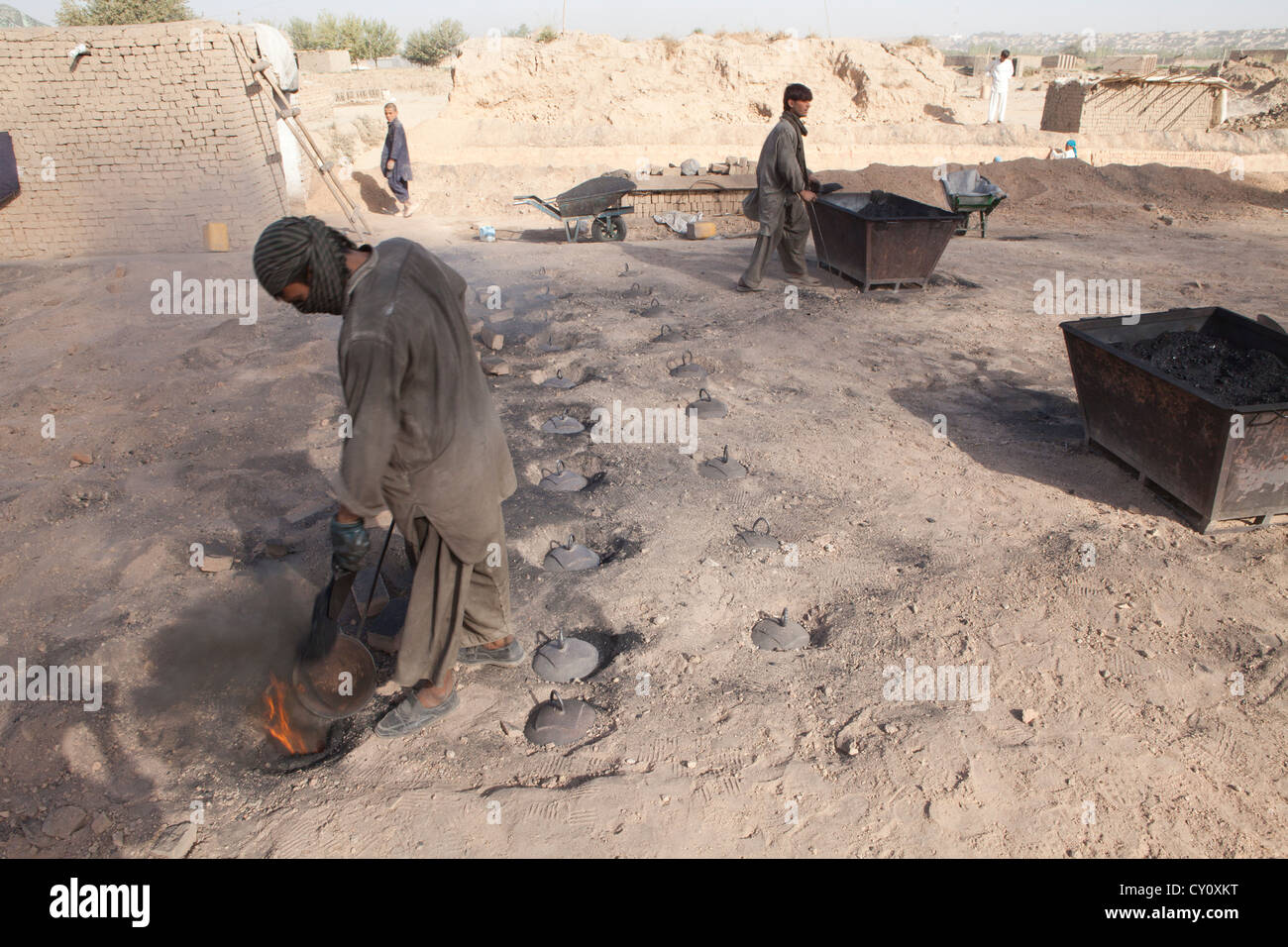 Fabbrica di mattoni a Kunduz, Afghanistan. Foto Stock