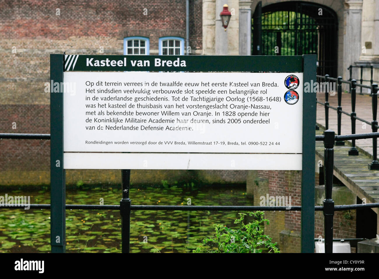 Il Kasteel Van Breda - Castello di Breda Information board Holland Foto Stock
