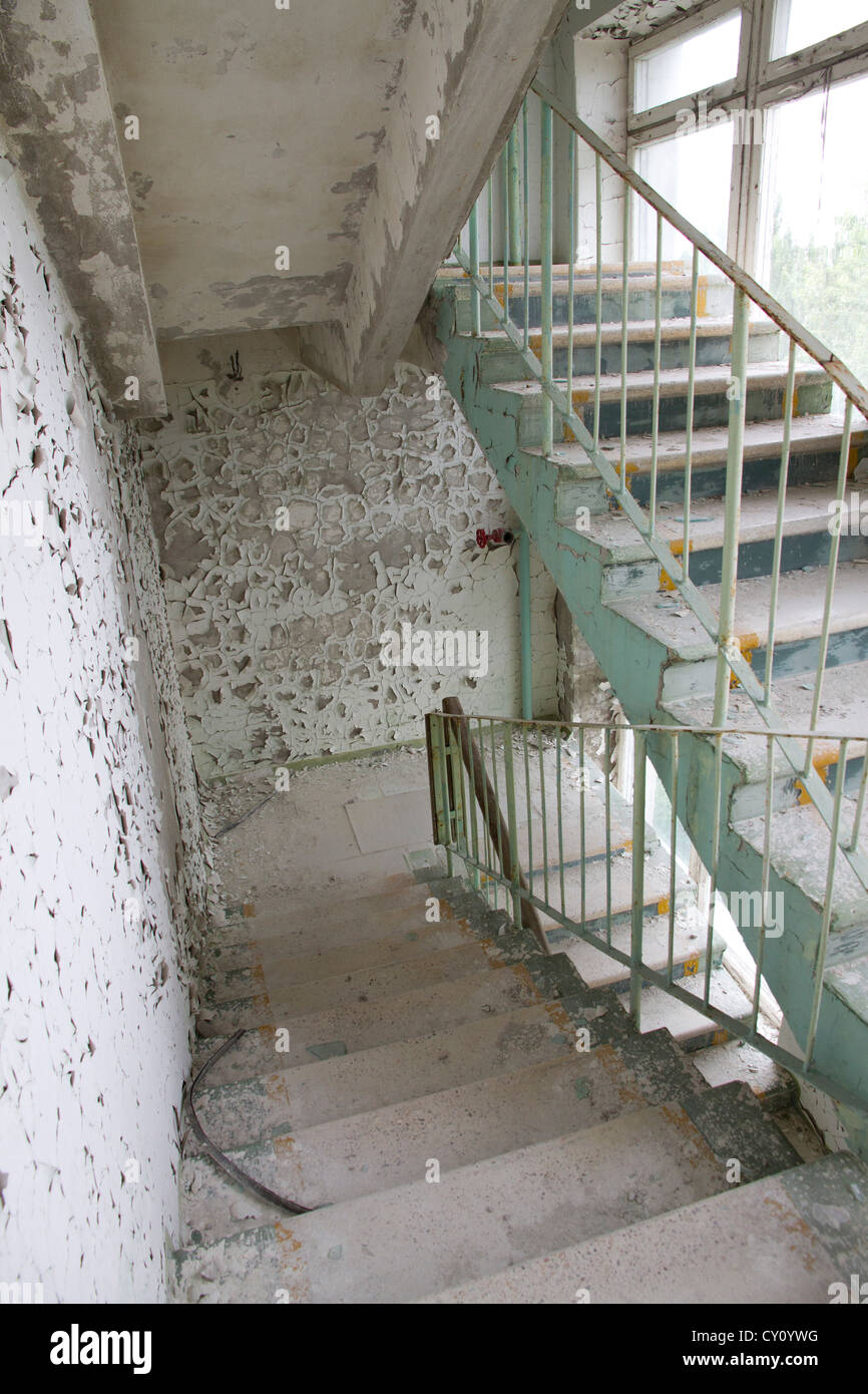 Hotel, Pripjat, Chernobyl Zona di esclusione Foto Stock
