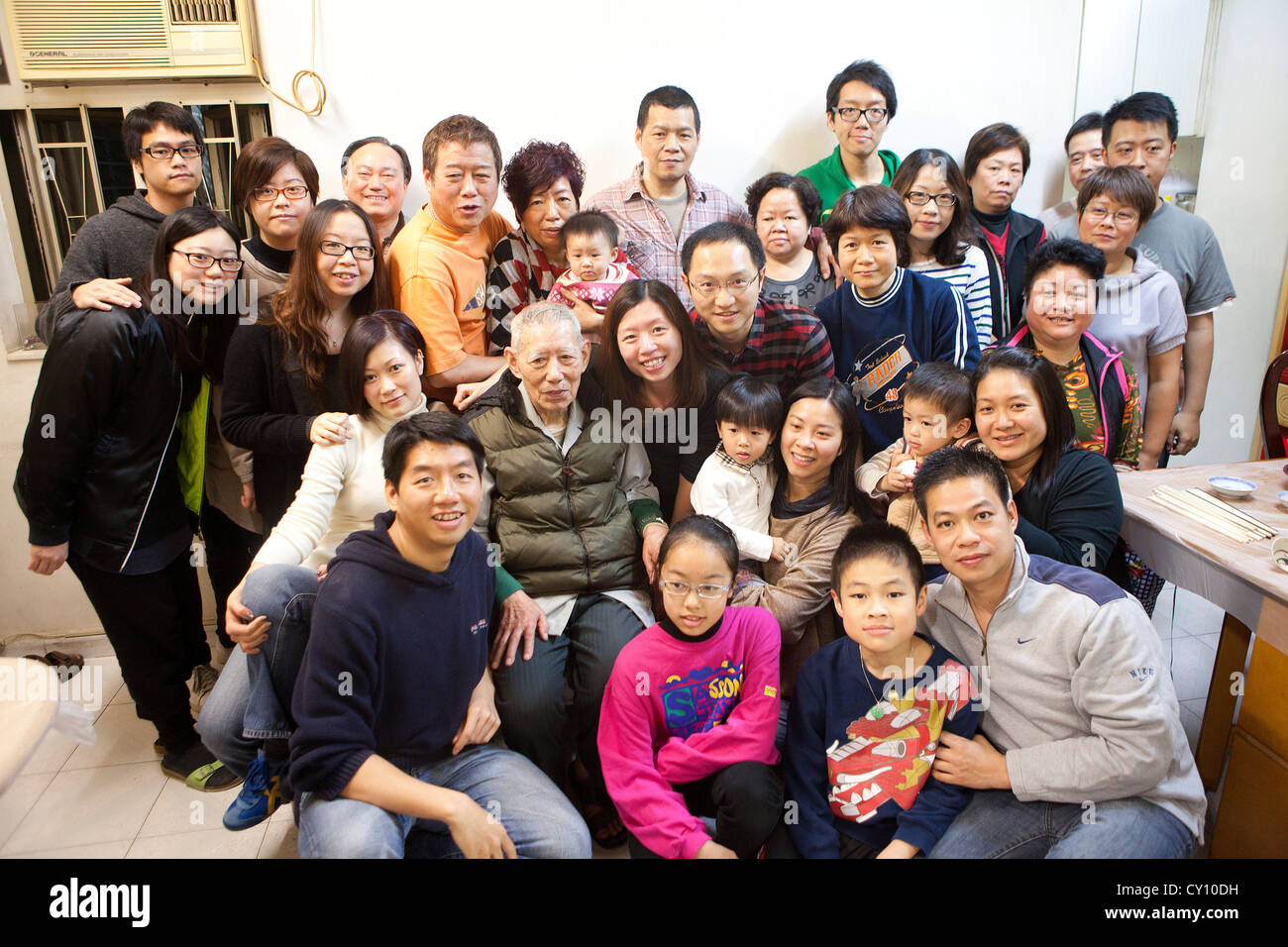 Famiglia cinese di Hong Kong Foto Stock
