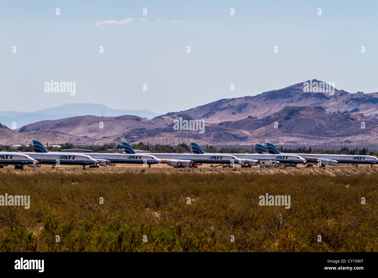 Il Mojave aria e spazio porta un cimitero di vecchi aerei Foto Stock