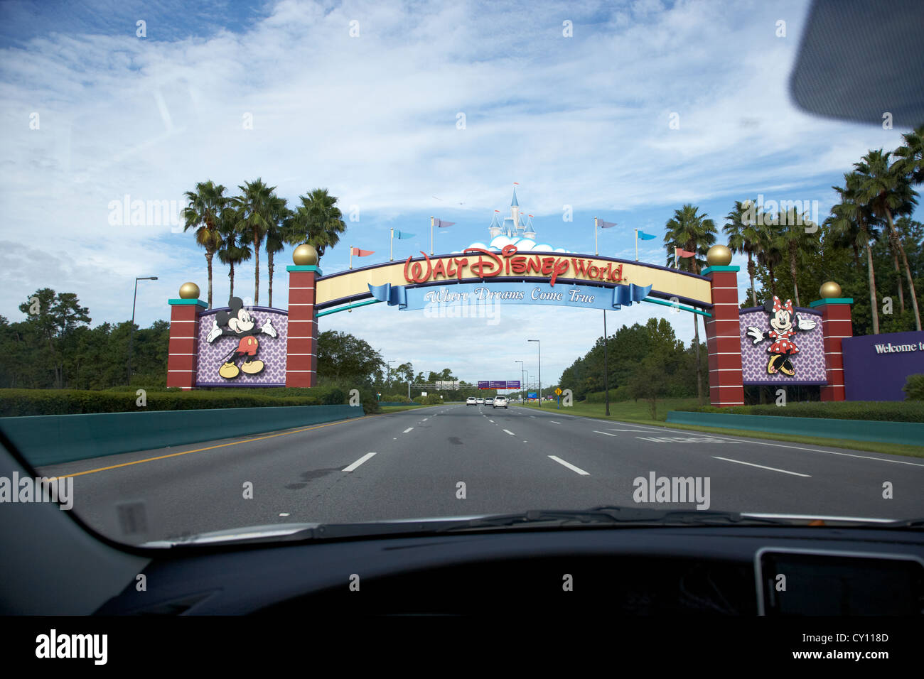 La guida attraverso l'ingresso di Walt Disney World Orlando Florida usa Foto Stock