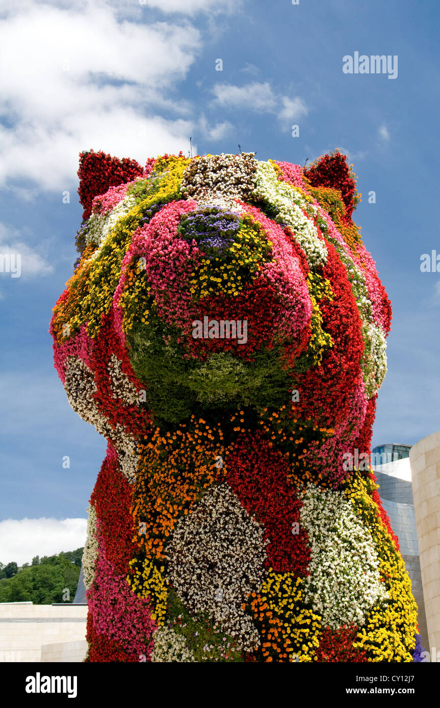 Cucciolo di scultura di Jeff Koons, Bilbao Spagna, Paese Basco Foto Stock