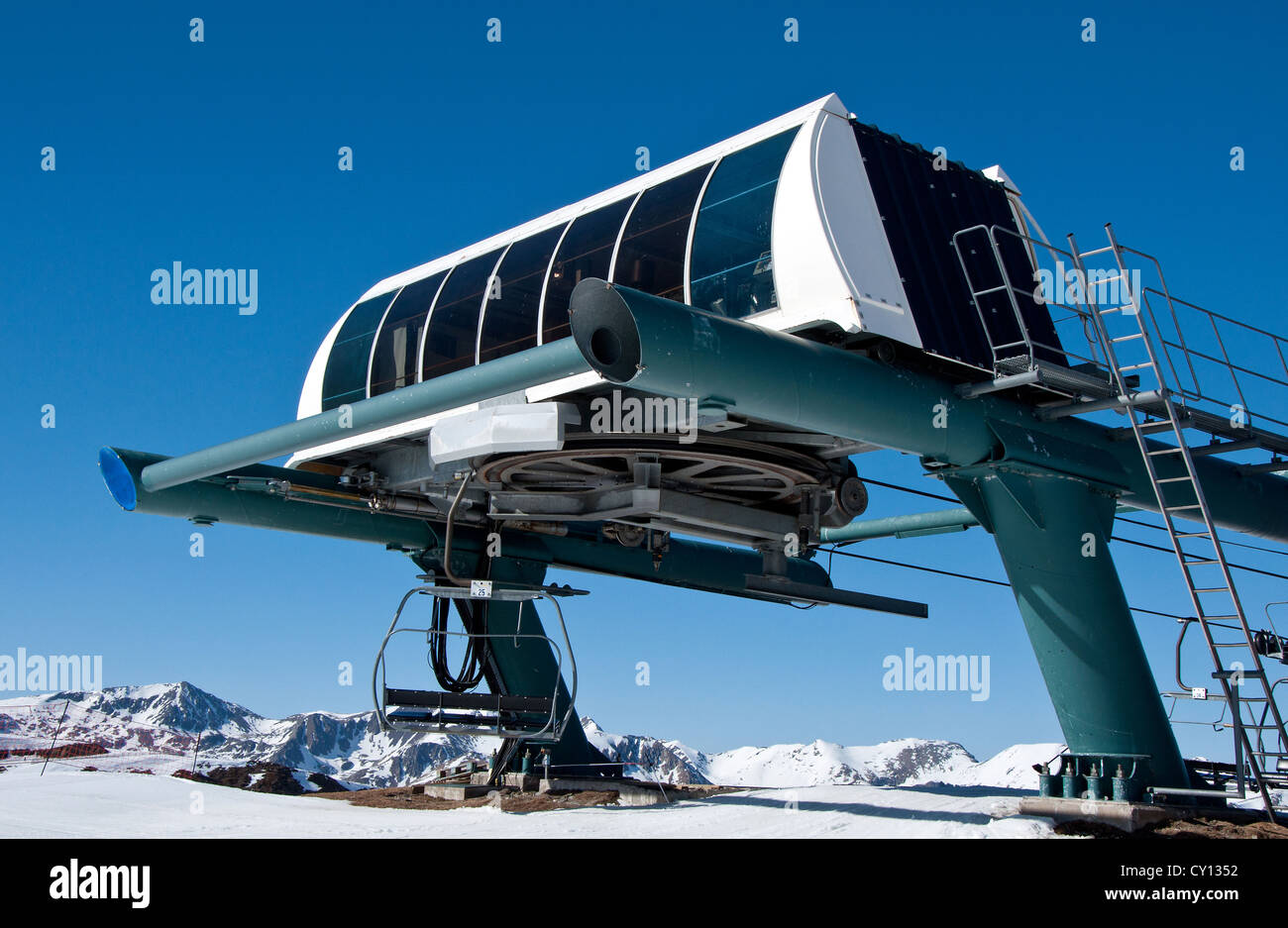 Mountain Ski sedia stazione di sollevamento Foto Stock