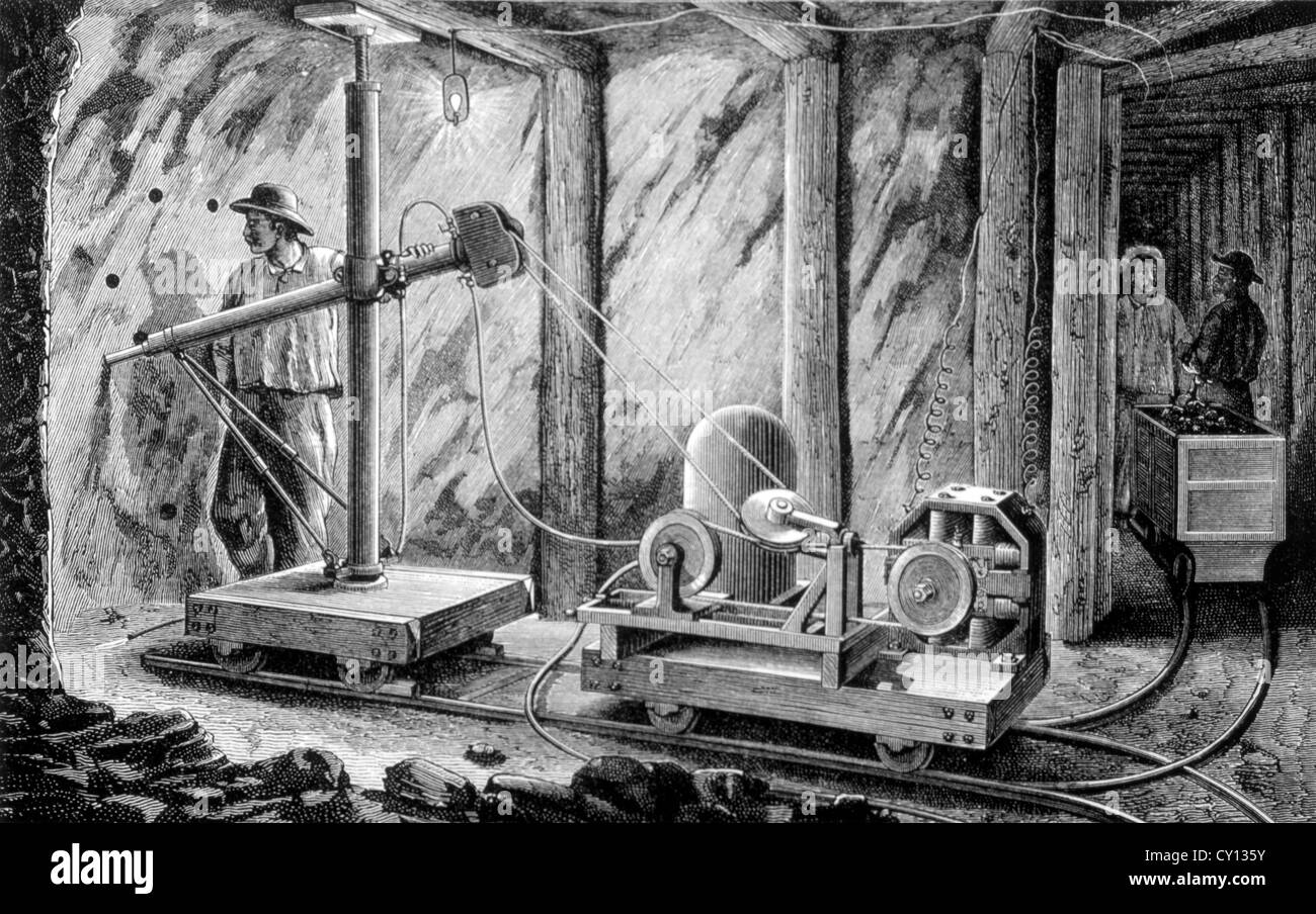 Pietra elettrico del trapano, incisione, circa 1898 Foto Stock