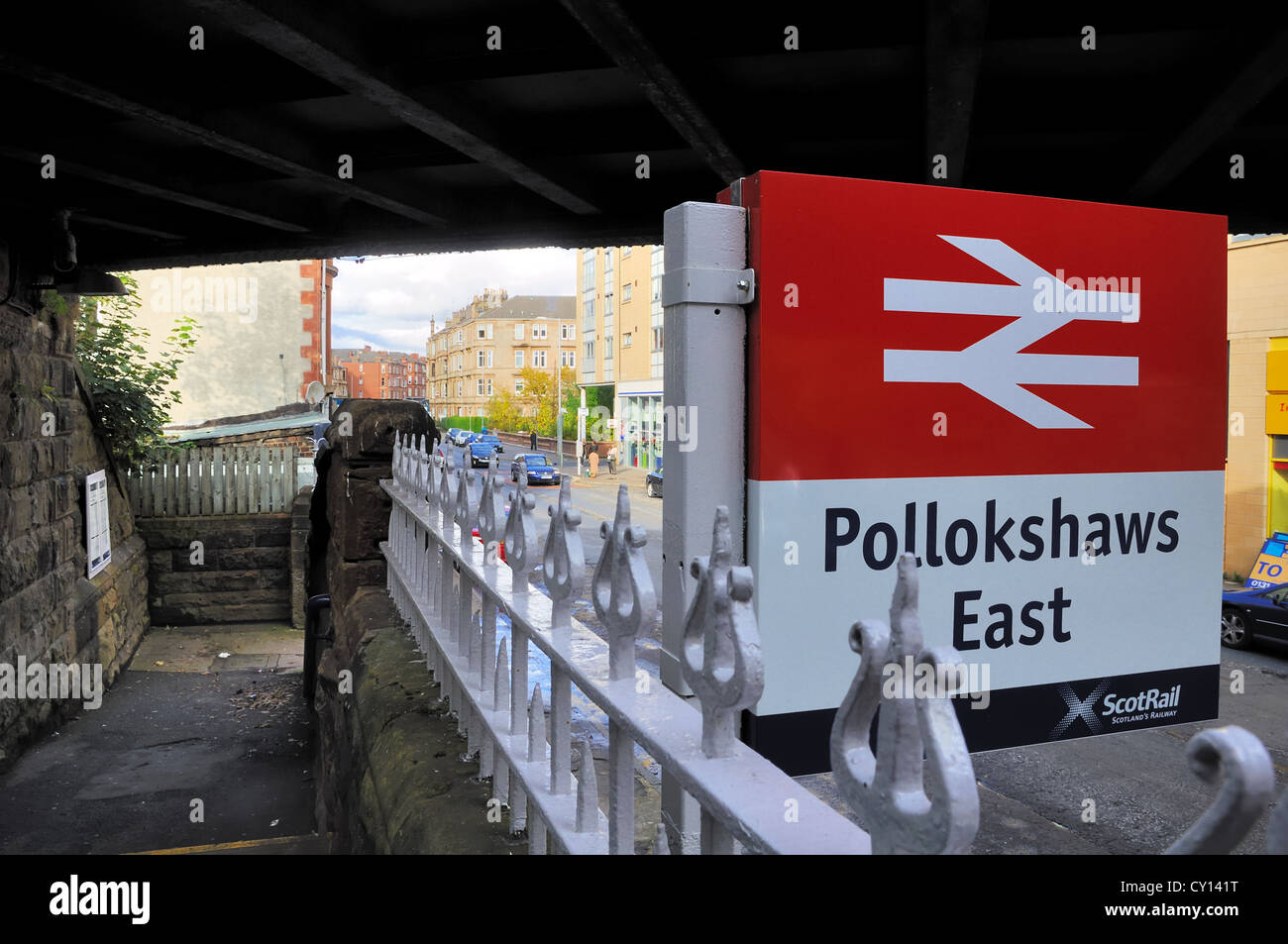 La stazione ferroviaria di firmare a Glasgow, Scotland, Regno Unito Foto Stock