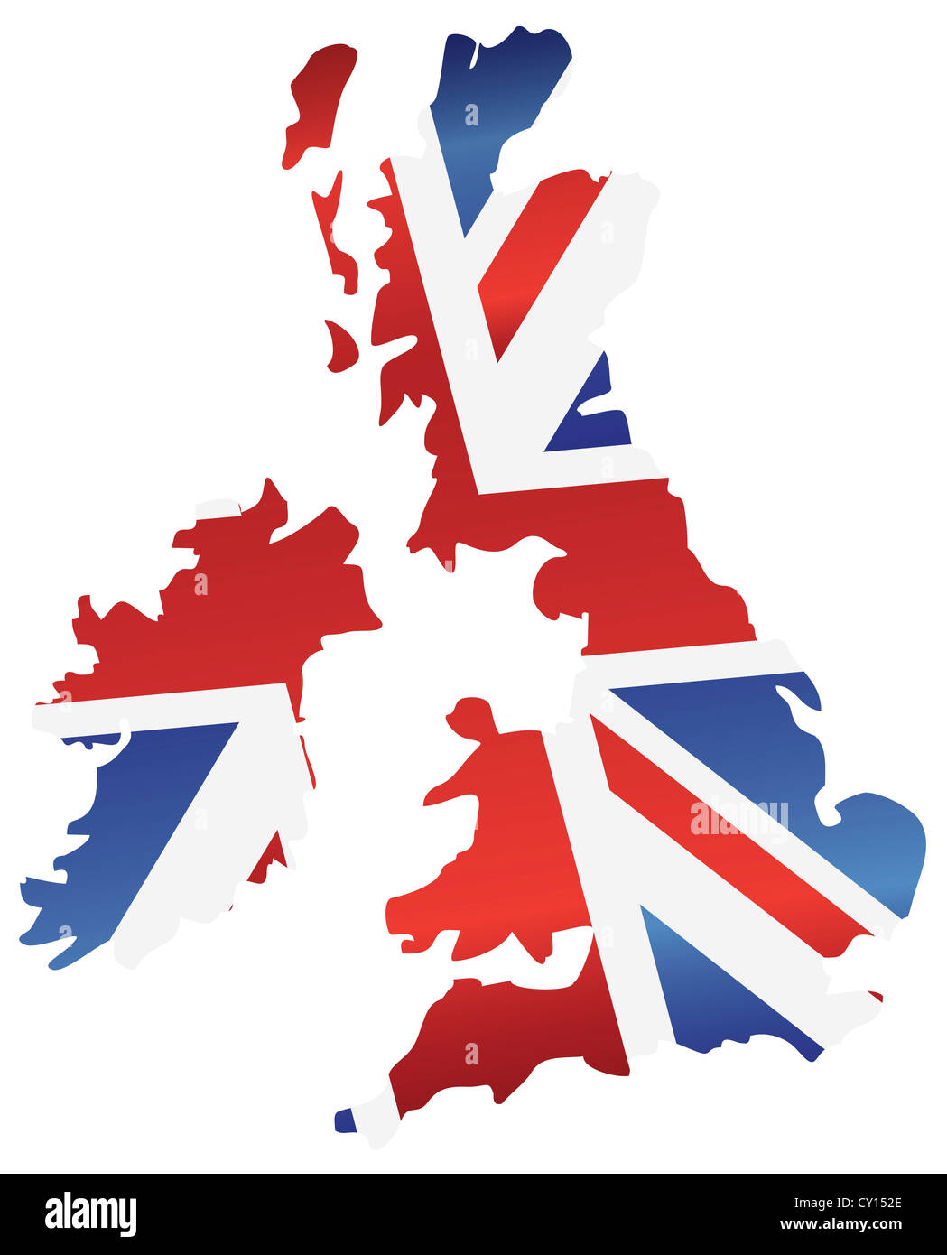 UK Gran Bretagna Union Jack Flag in Silhouette Mappa immagine Foto Stock