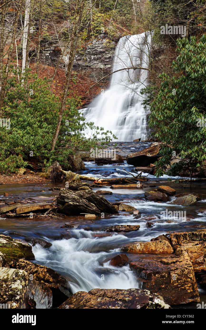 Poco Stony Creek a strapiombo sulla cascata cade, Pembroke, Giles County, Virginia, Stati Uniti d'America. Foto Stock