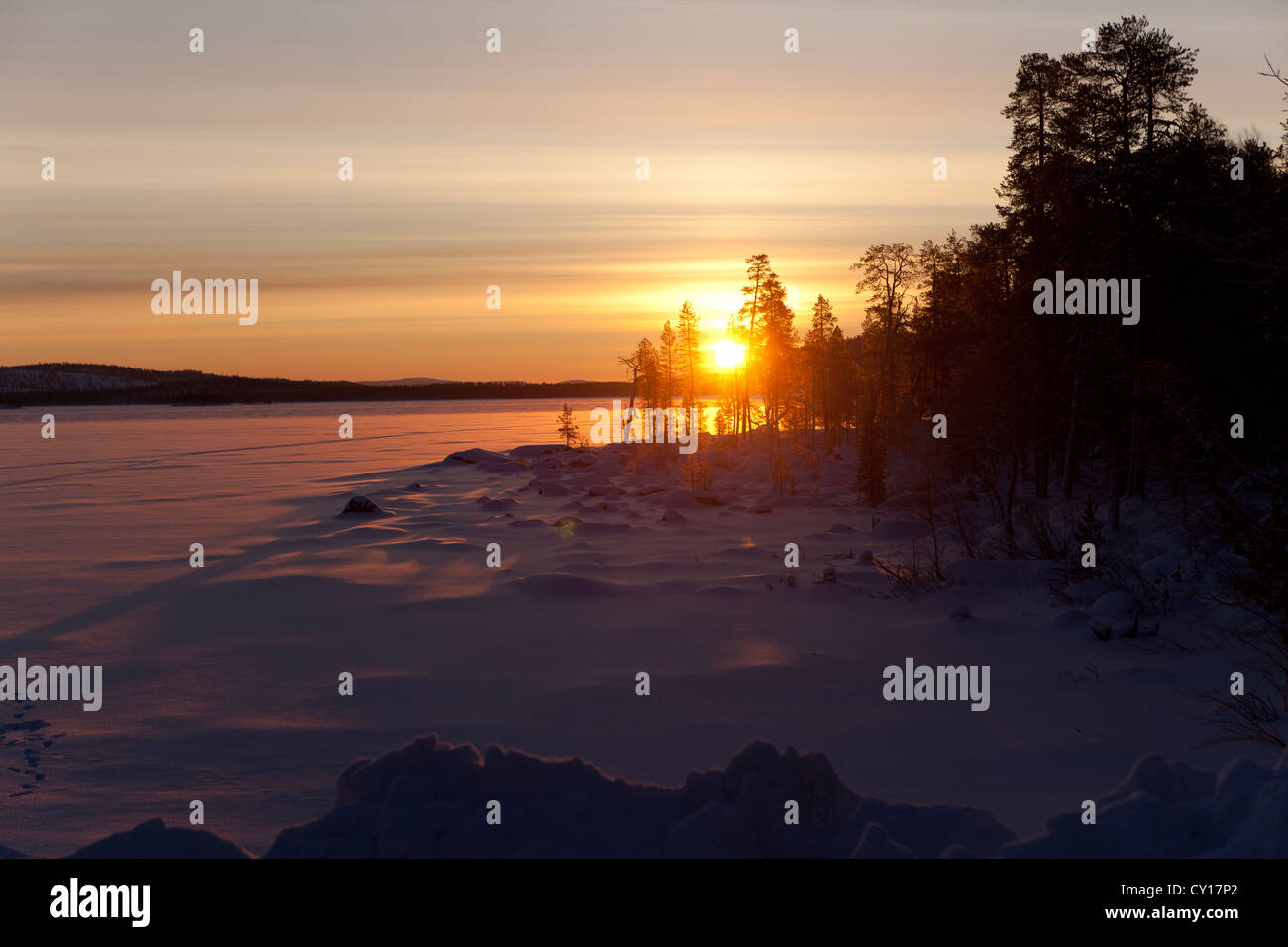 Il paesaggio del nord della Finlandia Foto Stock