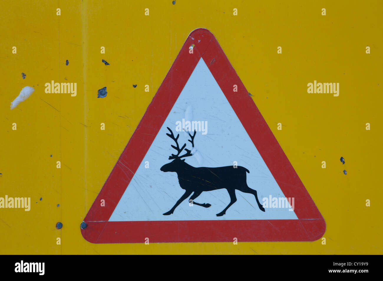 Segnale di avvertimento in Finlandia Foto Stock