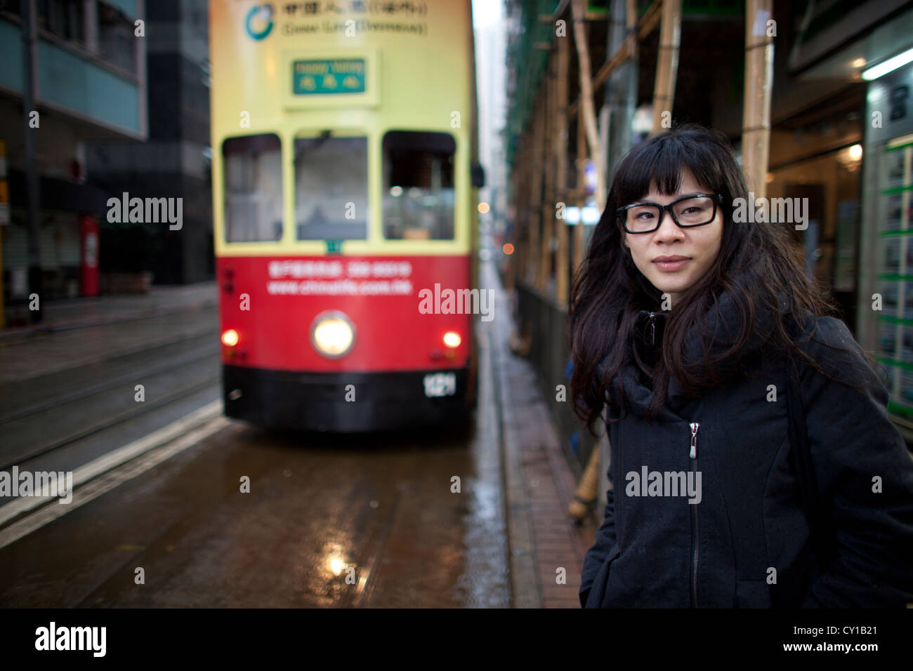 I mezzi di trasporto pubblico in Hongkong Foto Stock