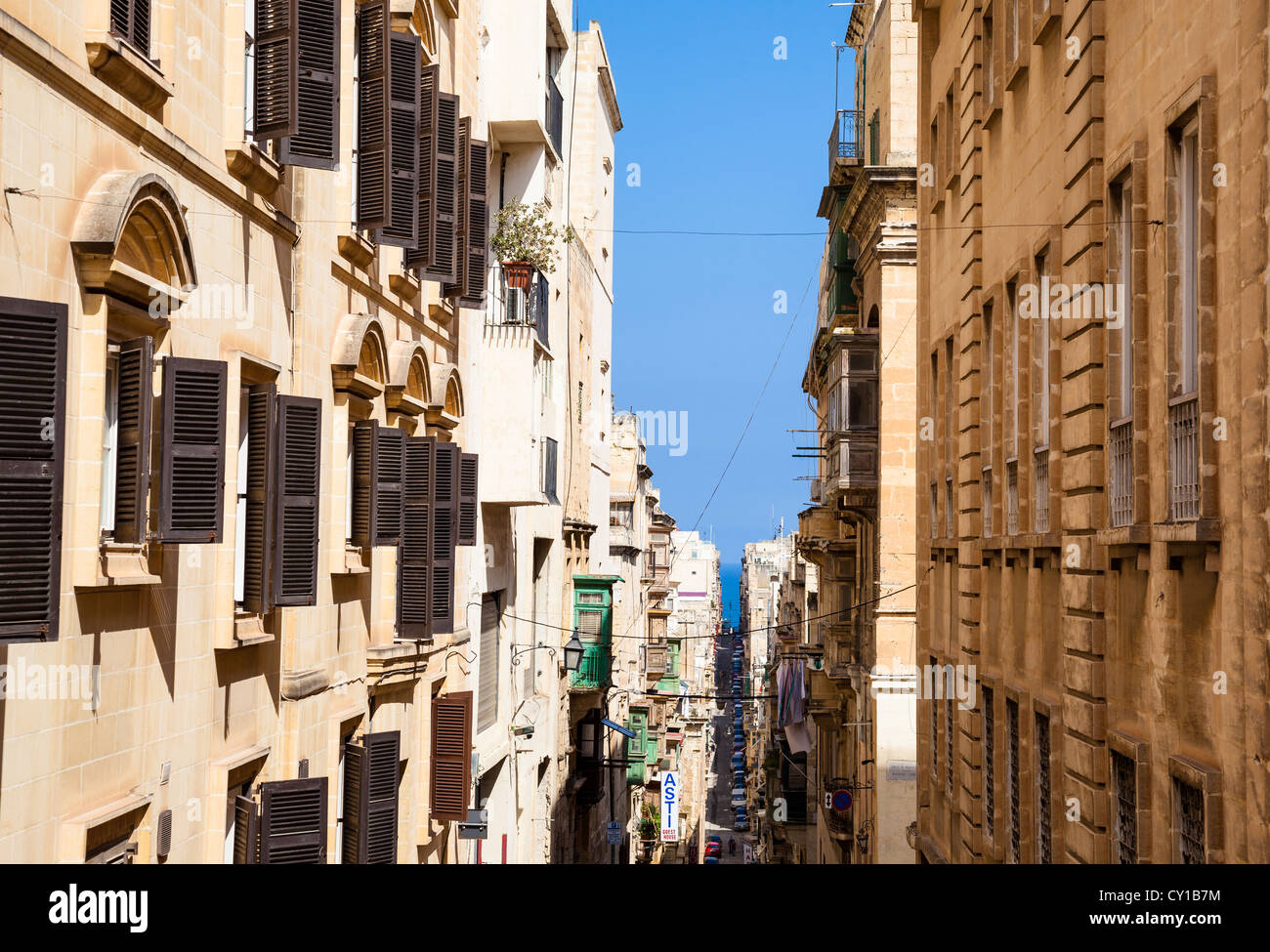 Scena di strada, Valletta, Malta Foto Stock