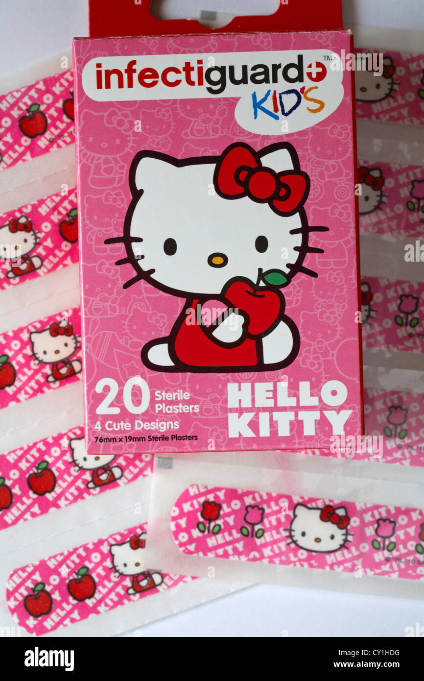 Pacchetto di Infectiguard+ kid's Hello Kitty 20 cerotti sterili Foto Stock