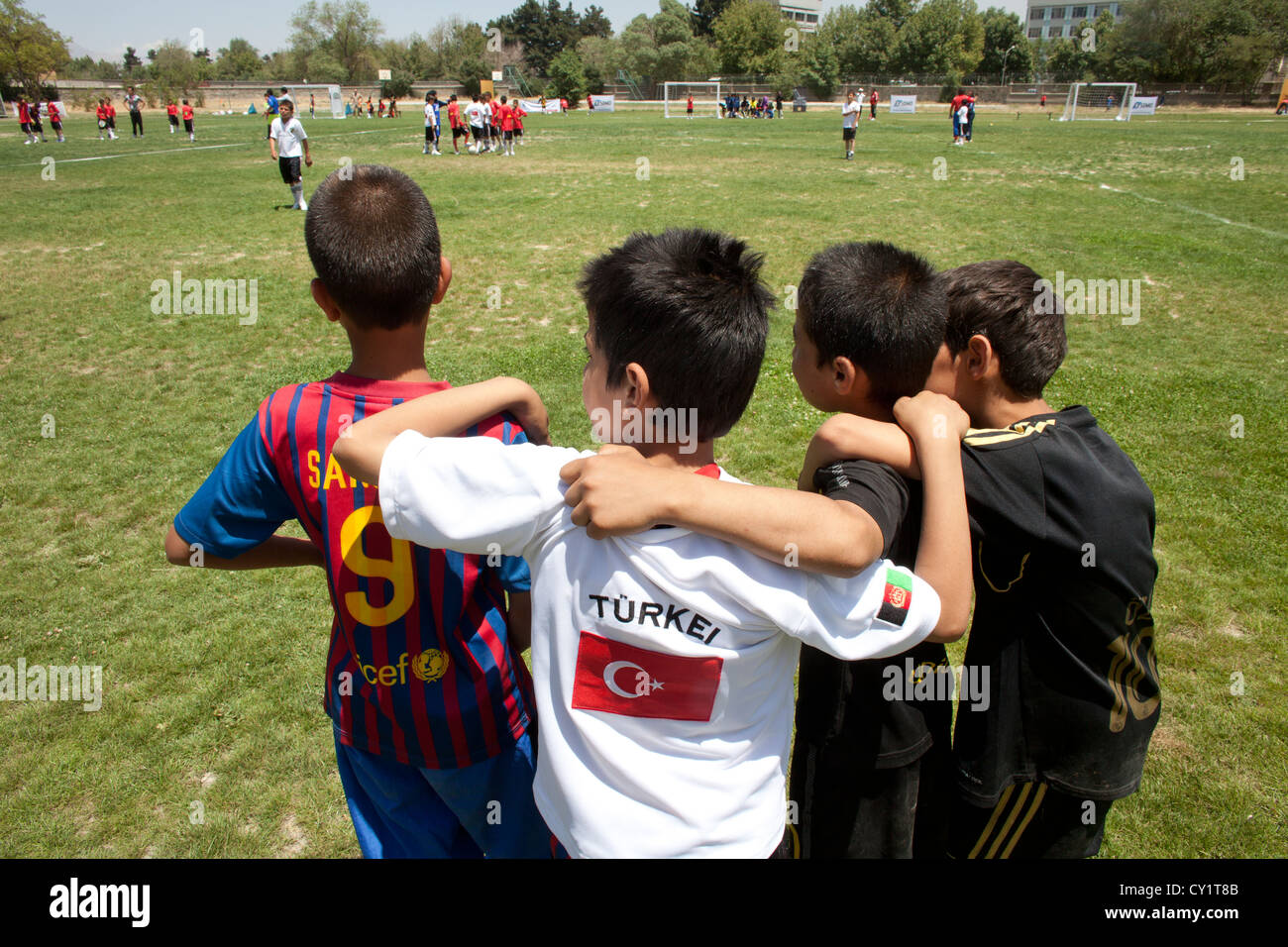 I giocatori di calcio sport sport di gruppo uniforme del lettore Foto Stock