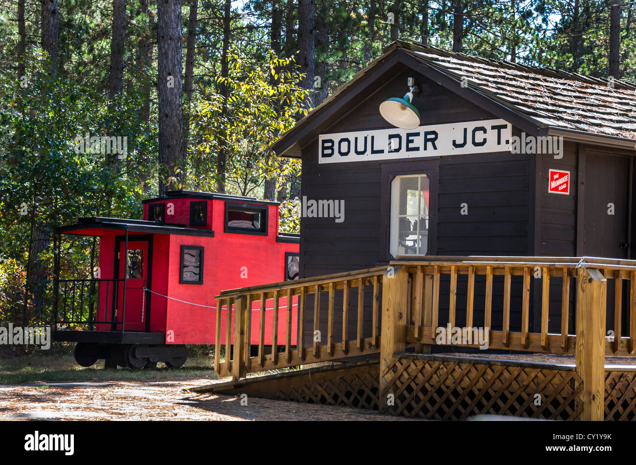 La giunzione di Boulder museo nel Northwoods città di Boulder Junction, Wisconsin Foto Stock