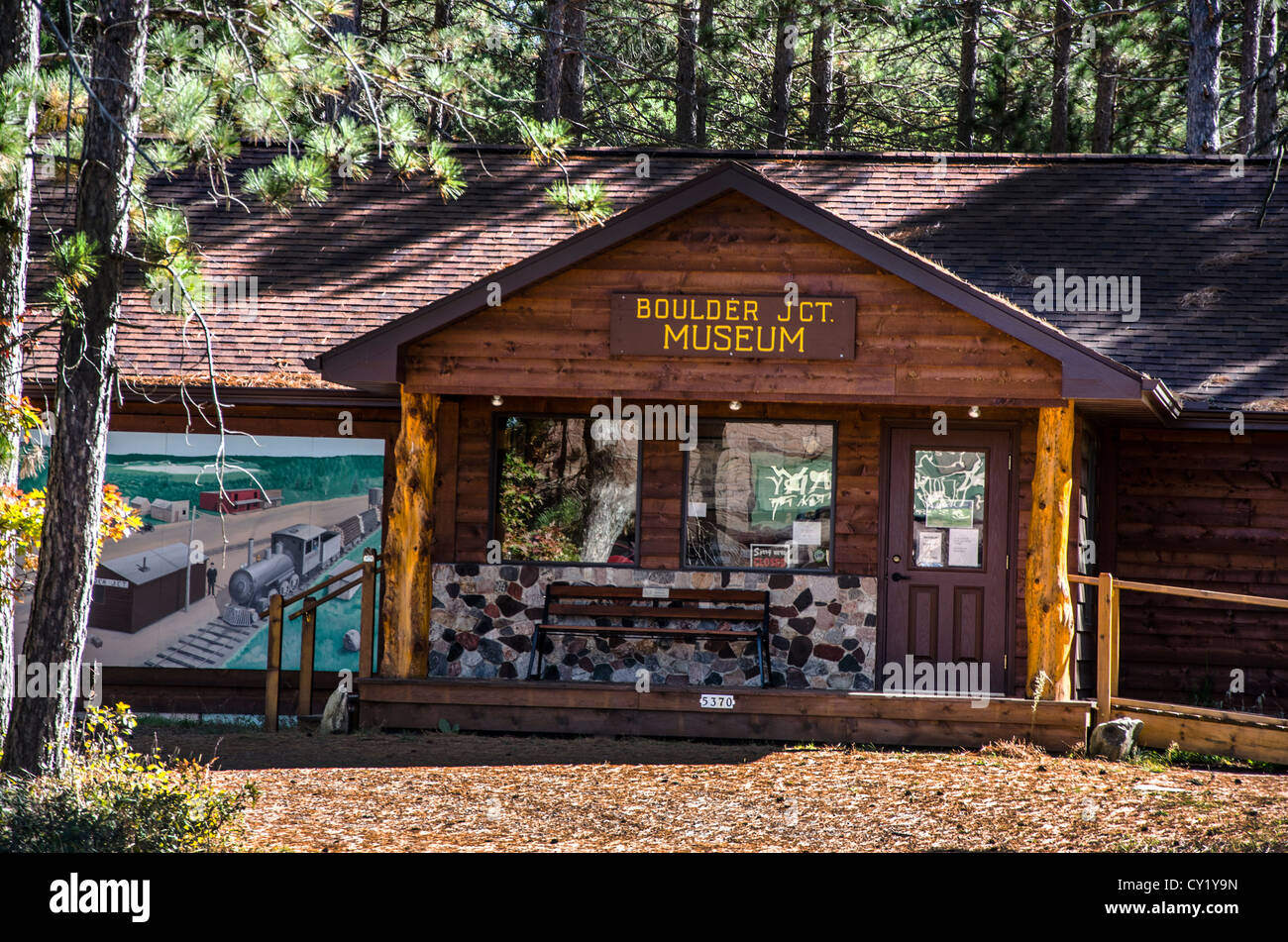 La giunzione di Boulder museo nel Northwoods città di Boulder Junction, Wisconsin Foto Stock