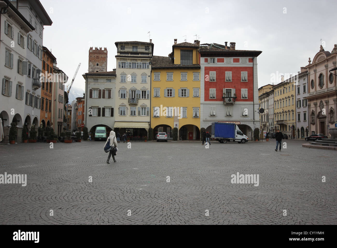 Trento, Piazza di San Vigilio, Trentino, Italia, viaggi architettura, monumenti storici, gli edifici colorati, photoarkive Foto Stock