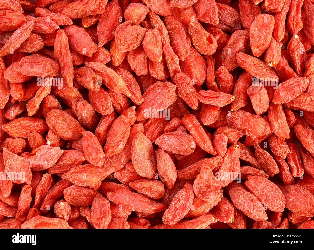 La texture di un mazzetto di red goji bacche Foto Stock