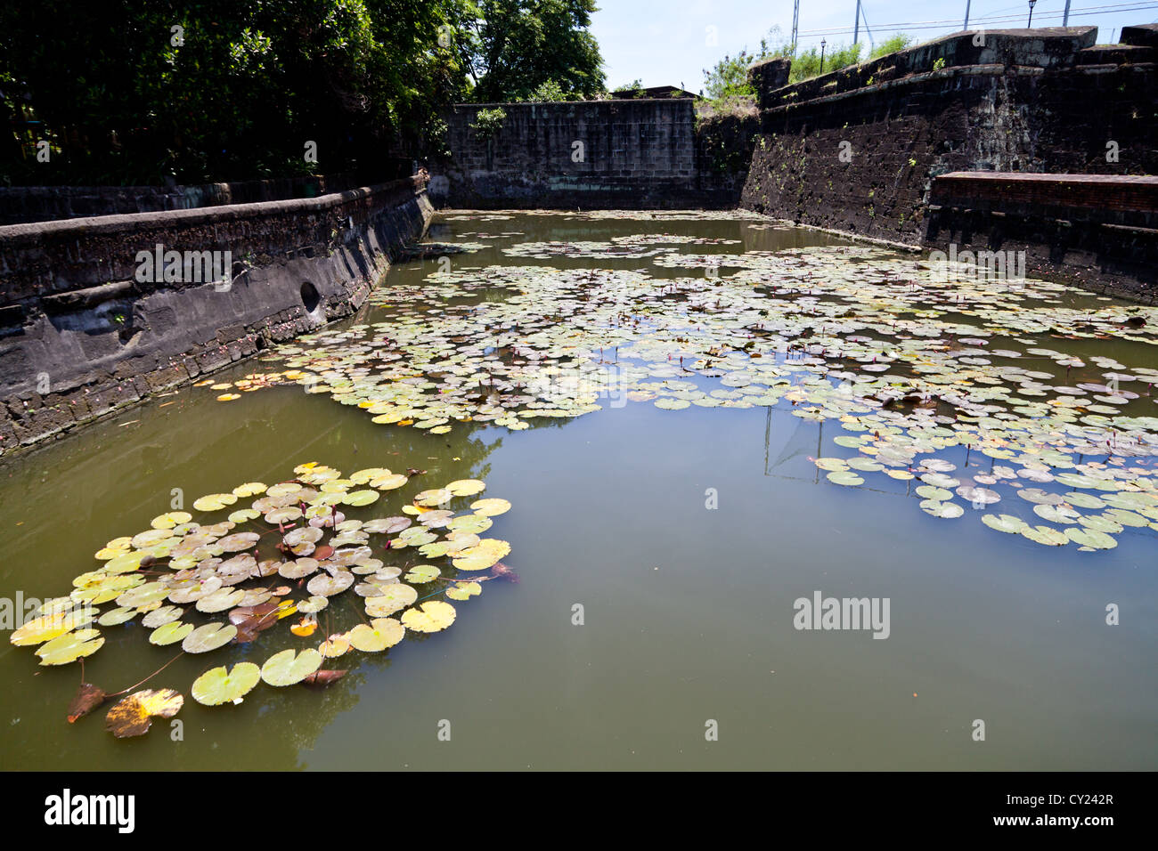 L'acqua intorno al Forte Santiago a Manila nelle Filippine Foto Stock