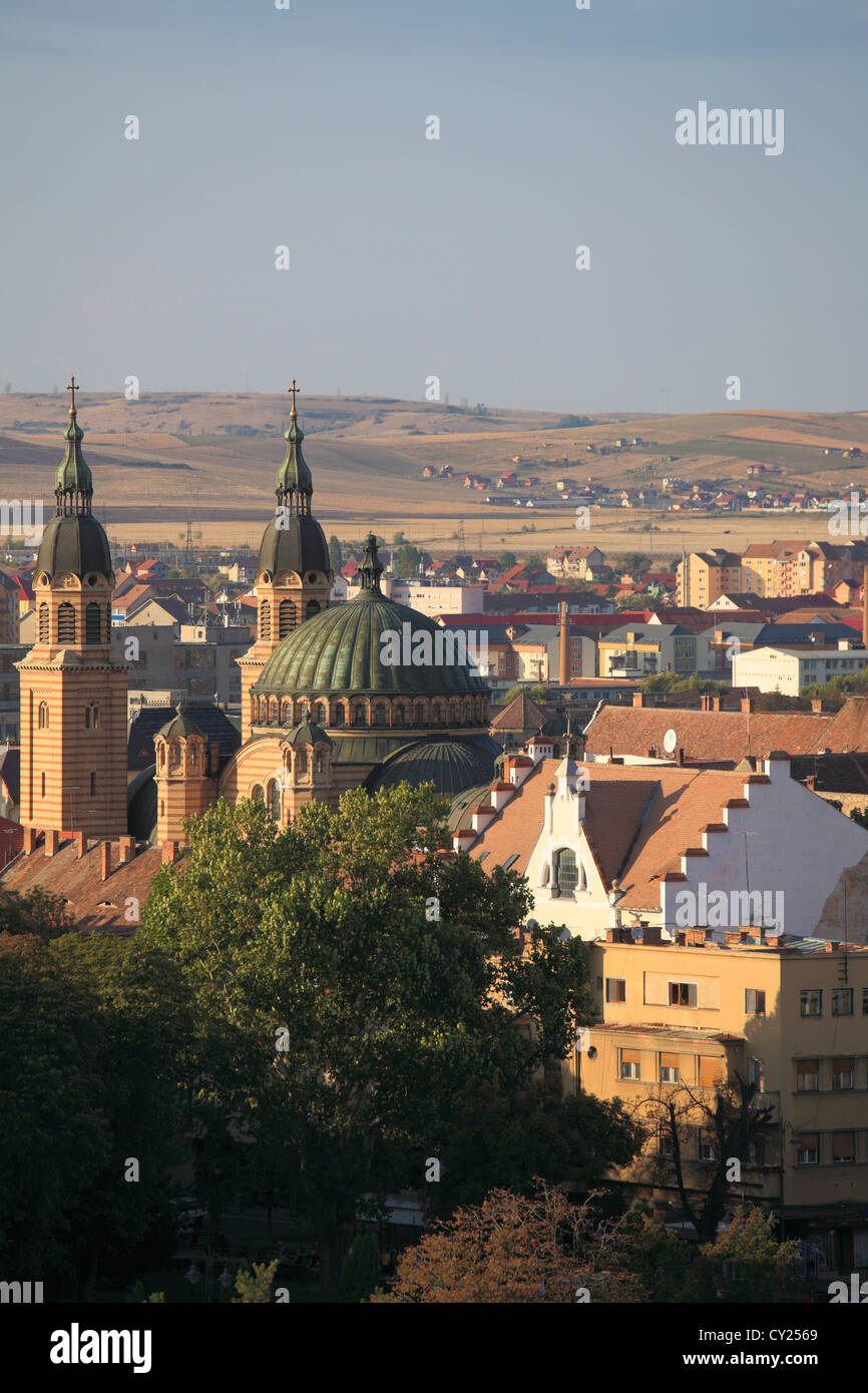 La Romania, Sibiu, skyline, vista aerea, Cattedrale Ortodossa, Foto Stock