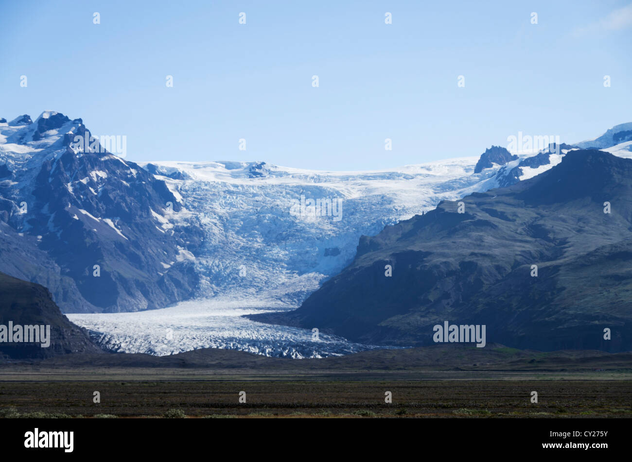 Una lingua del ghiacciaio in Islanda Foto Stock