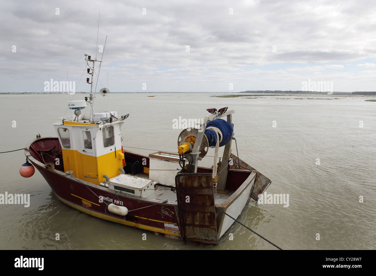 Barca da pesca, Le Hourdel, Piccardia, Francia Foto Stock