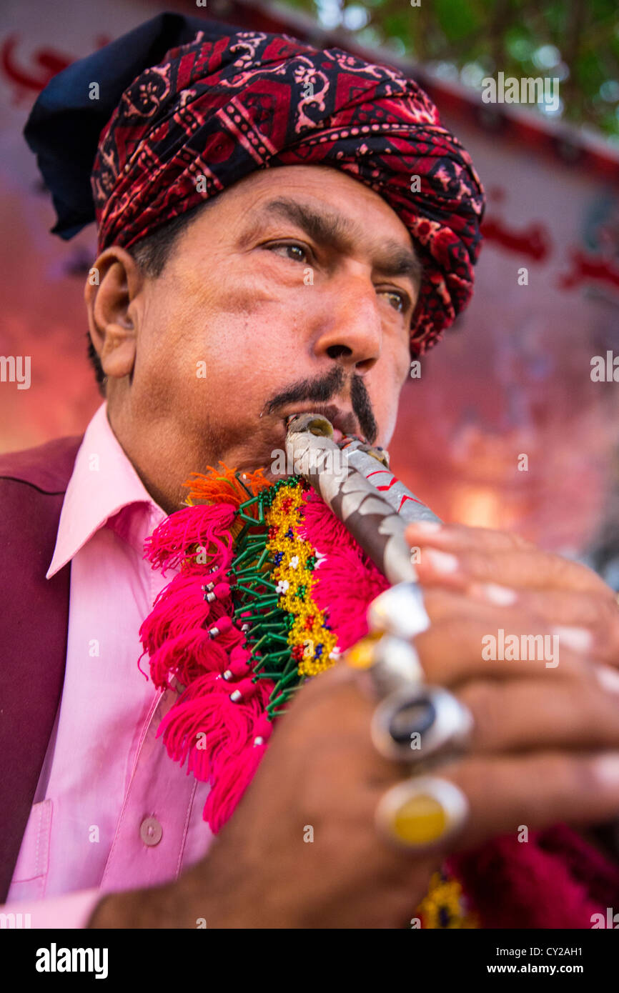 Musicista tradizionale, Islamabad, Pakistan Foto Stock