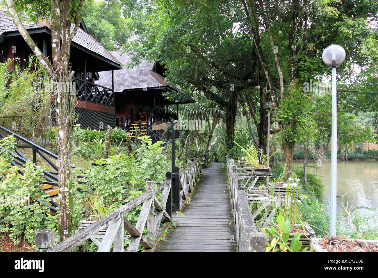 Valutazione chalets di Sepilok Nature Resort, Sandakan district, Sabah Borneo, Malaysia, sud-est asiatico Foto Stock