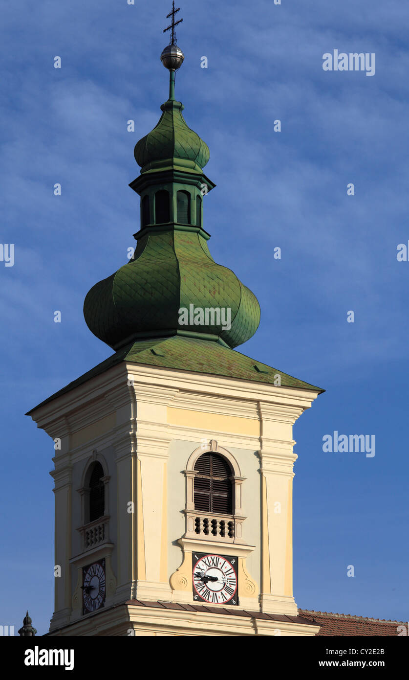 La Romania, Sibiu, Piata Mare, Trinità Santa Chiesa Cattolica, Foto Stock