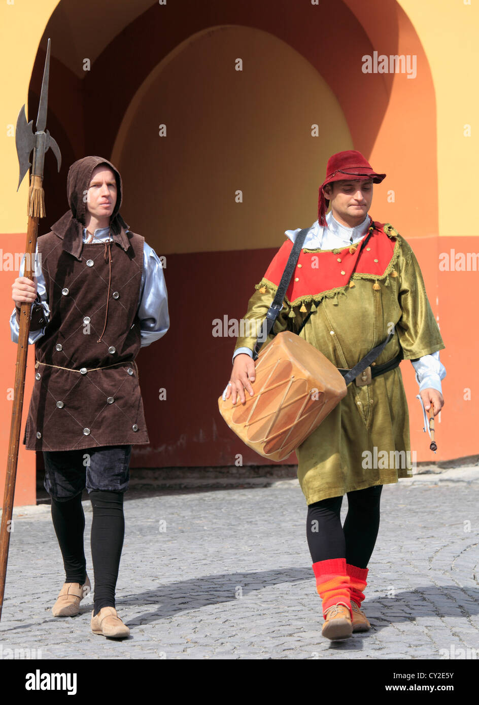 La Romania, Sighisoara, città annunciatori, figura storica imitatori, Foto Stock