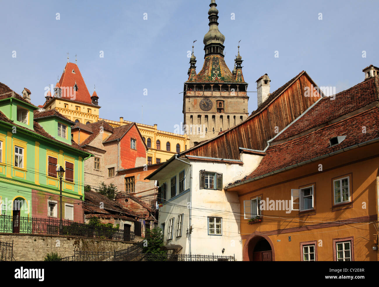 La Romania, Sighisoara, Clock Tower, città vecchia, Foto Stock