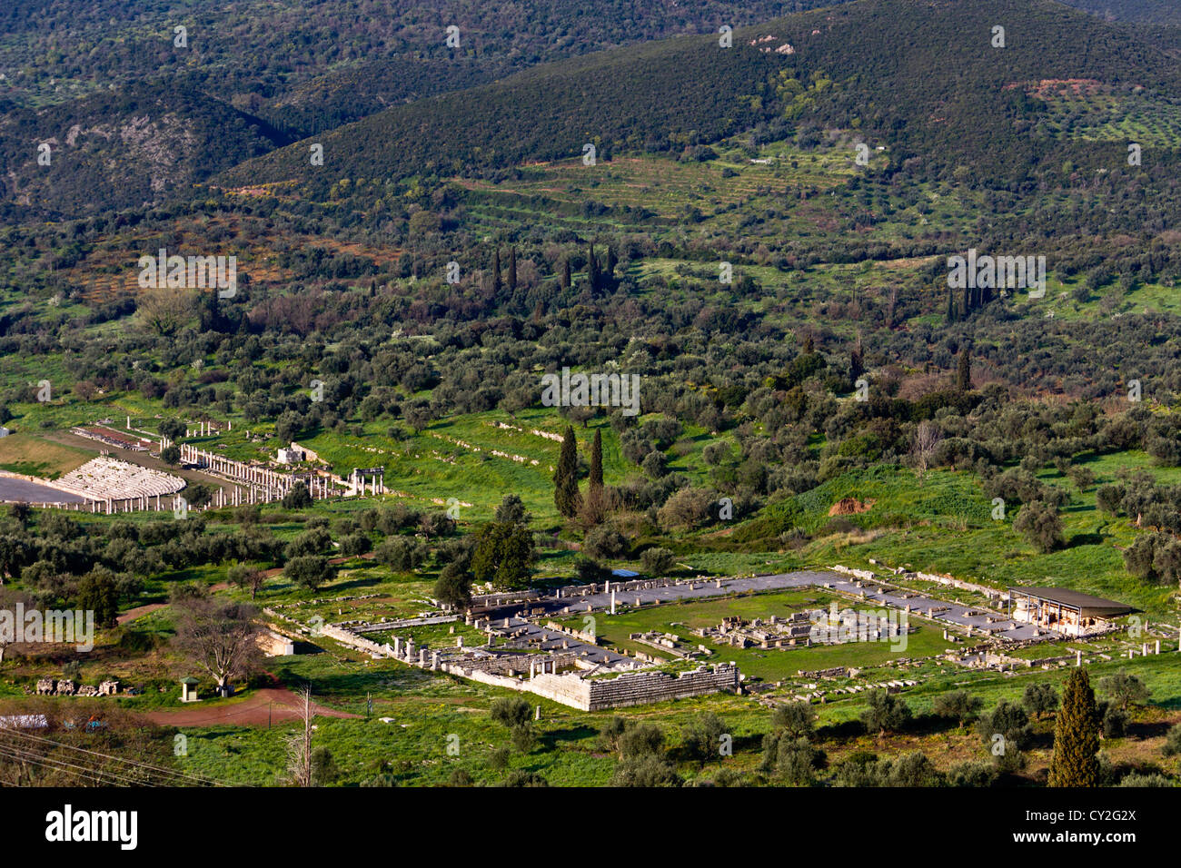 Antica Messene e Messene pianura a Kalamata, Grecia Foto Stock