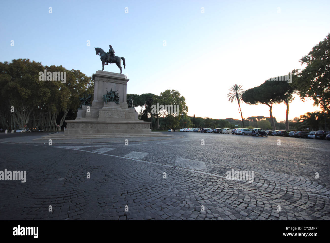 Roma, il Gianicolo, Roma, il famoso monumento equestre dedicato a Giuseppe Garibaldi al Gianicolo ROMA, Monumento eques Foto Stock