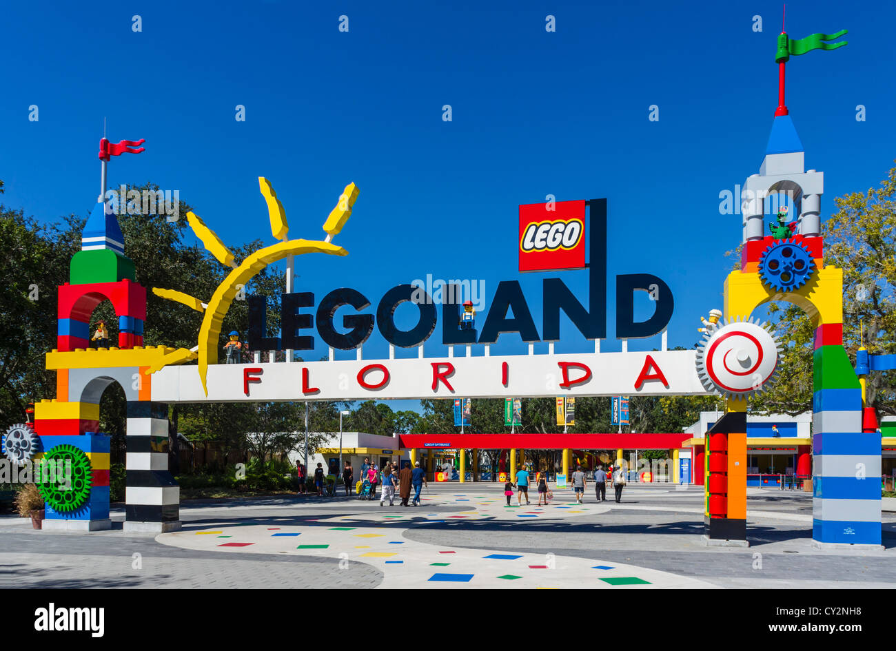 Ingresso al parco divertimenti di Legoland Florida theme park, Winter Haven, Central Florida, Stati Uniti d'America Foto Stock