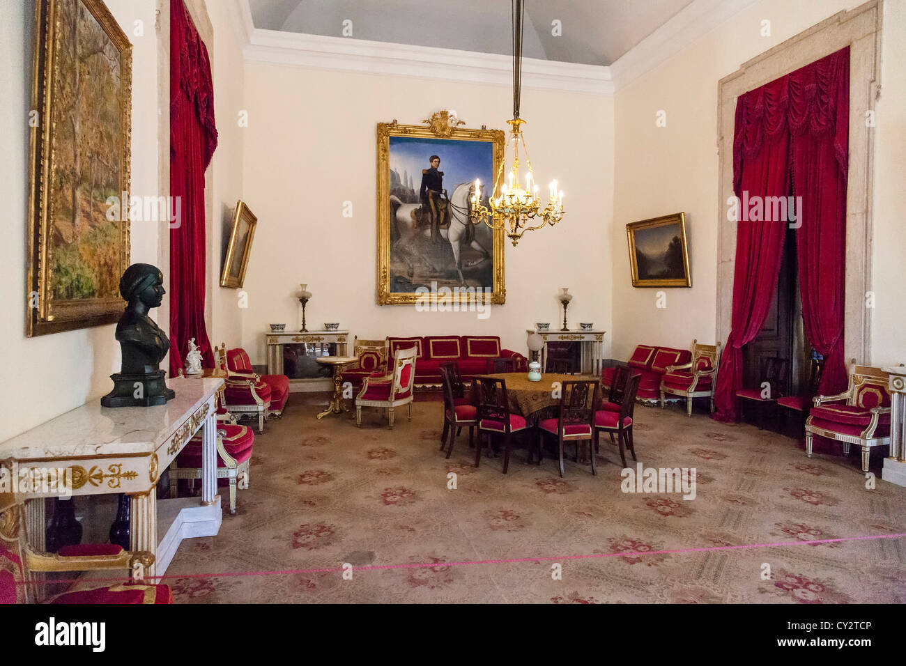 Sala di attesa o Dom Pedro V sala Mafra National Palace, Portogallo. I religiosi francescani ordine. Architettura Barocca. Foto Stock