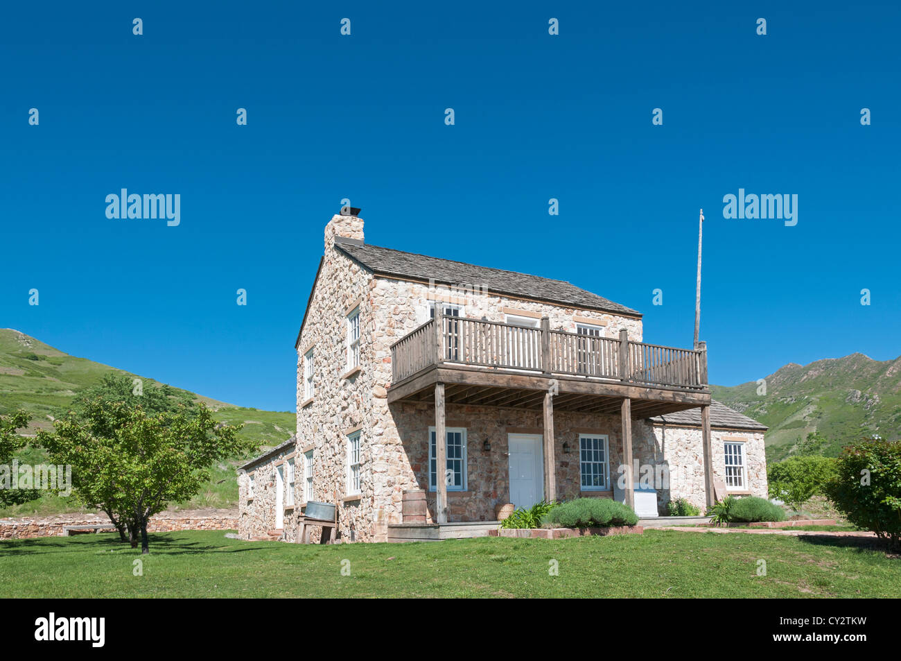 Utah, Salt Lake City, "Questo è il posto che fa' Heritage Park, replicata William Fatih Akin Home c.1877 Foto Stock