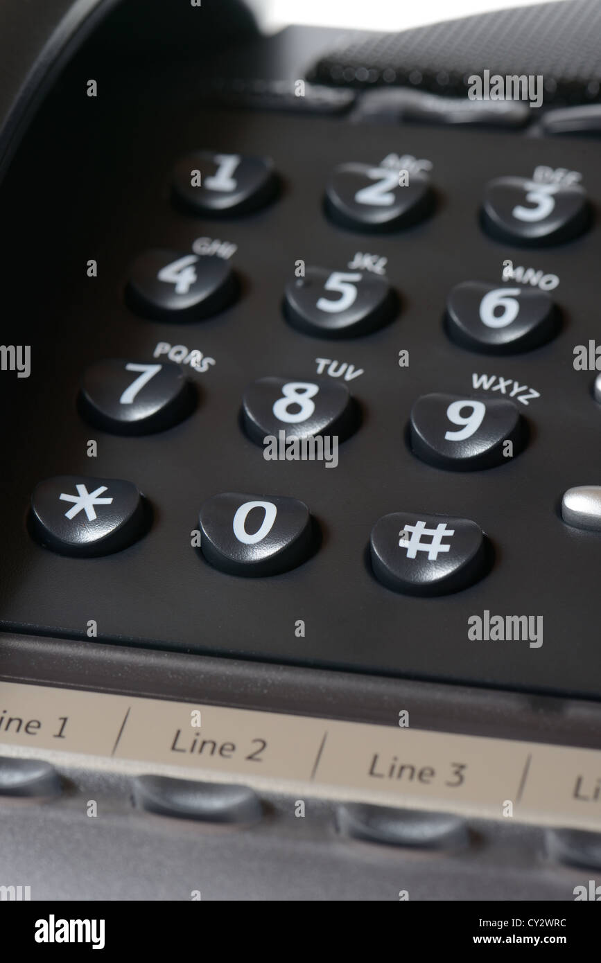 Telefono di rete fissa con tastiera soft focus Foto Stock