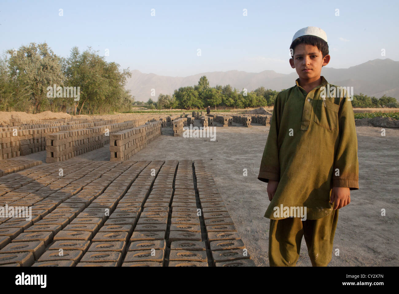 Mattone facendo a Kabul, Afghanistan Foto Stock