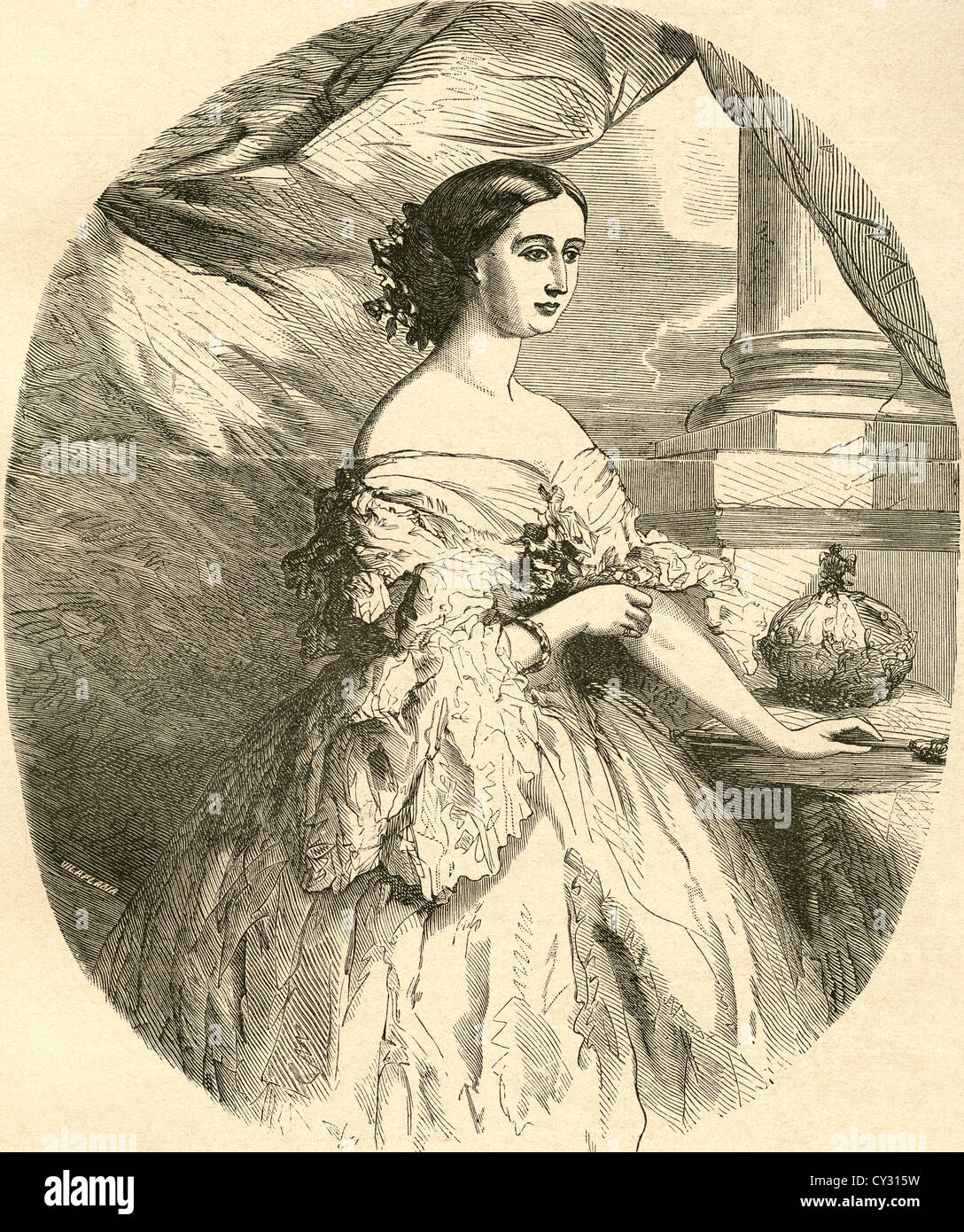Doña María Eugenia Ignazia Augustina de Palafox-Portocarrero de Guzmán y Kirkpatrick, 1826 - 1920, aka Eugénie de Montijo. Foto Stock