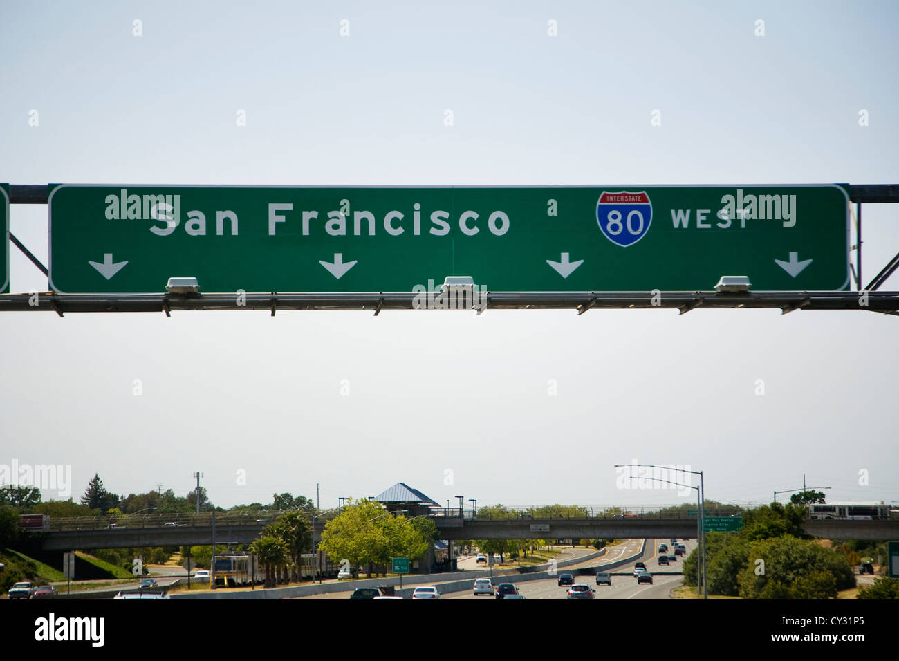 Segno superstrada in direzione di San Francisco, California, Stati Uniti d'America Foto Stock