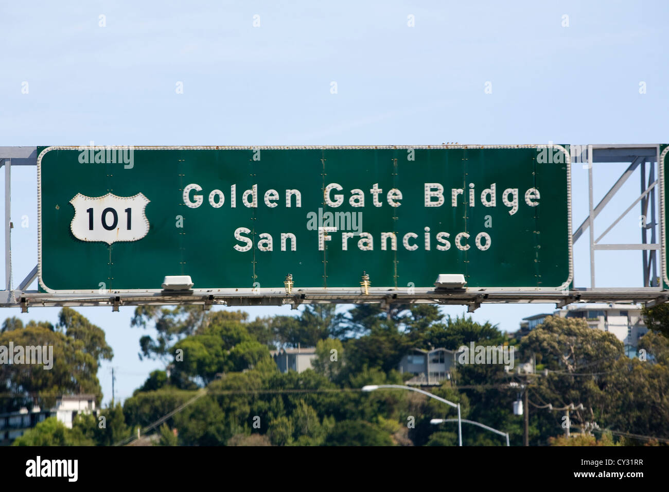 Segno superstrada verso il Golden Gate a San Francisco, California, Stati Uniti d'America Foto Stock