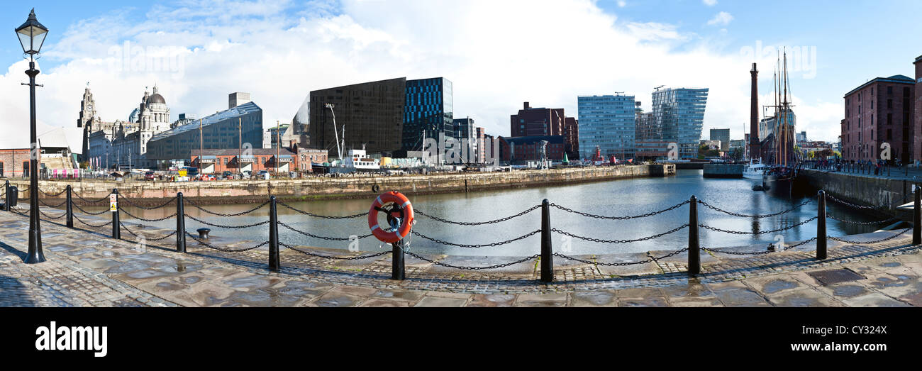 Dock Liverpool lo sviluppo.cucito panorama Foto Stock