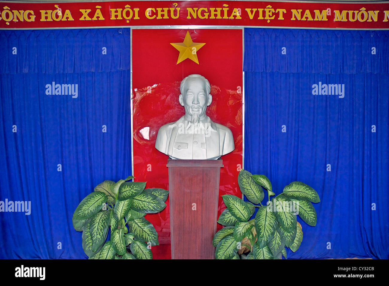 Busto di Ho Chi Minh, Cu Chi, Vietnam Foto Stock