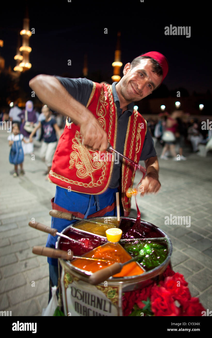 Venditore ambulante di dolciumi, Istanbul Foto Stock