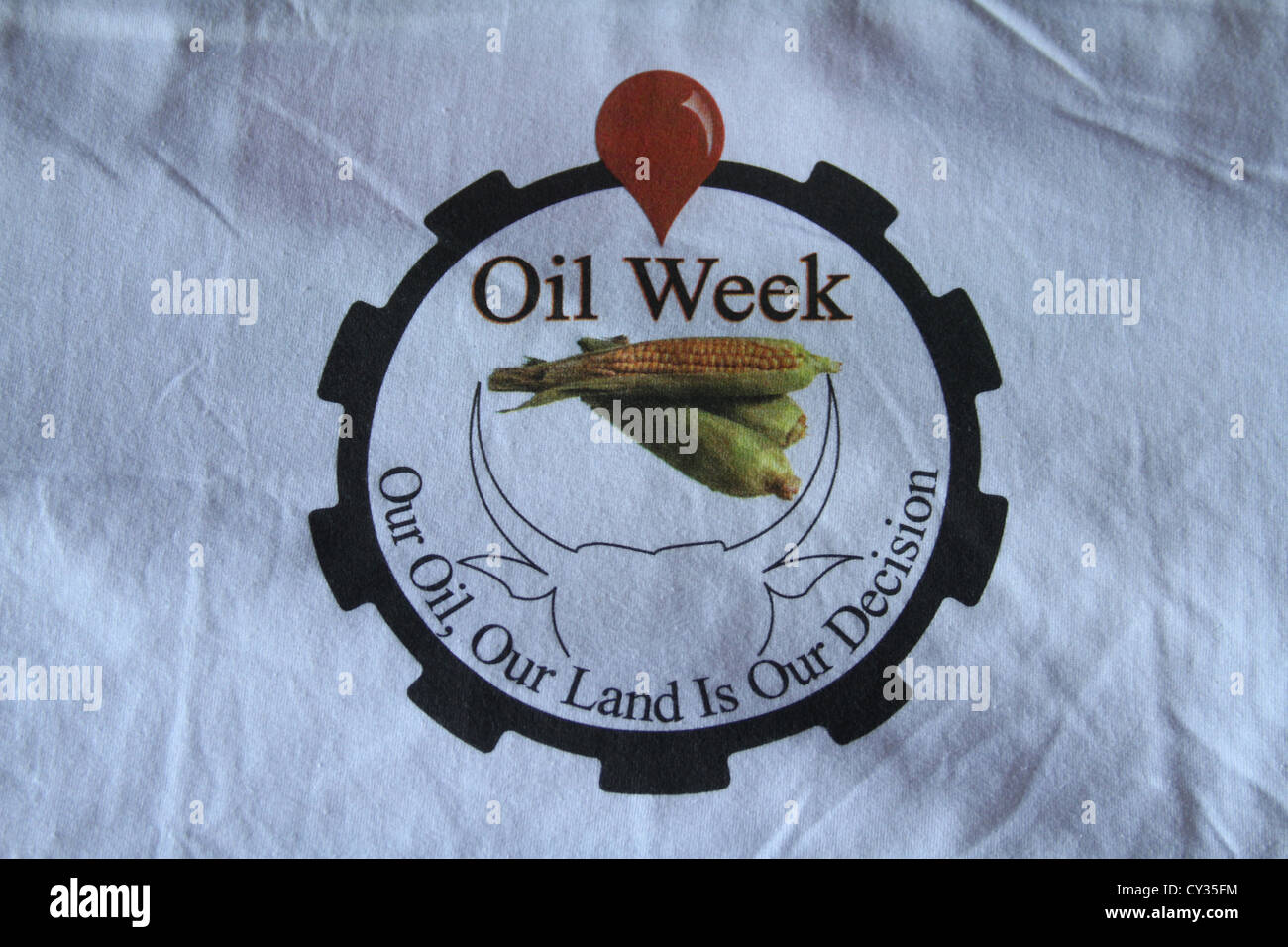 Settimana dell'olio, il nostro olio la nostra terra è la nostra decisione, Sud Sudan logo per l'indipendenza Foto Stock