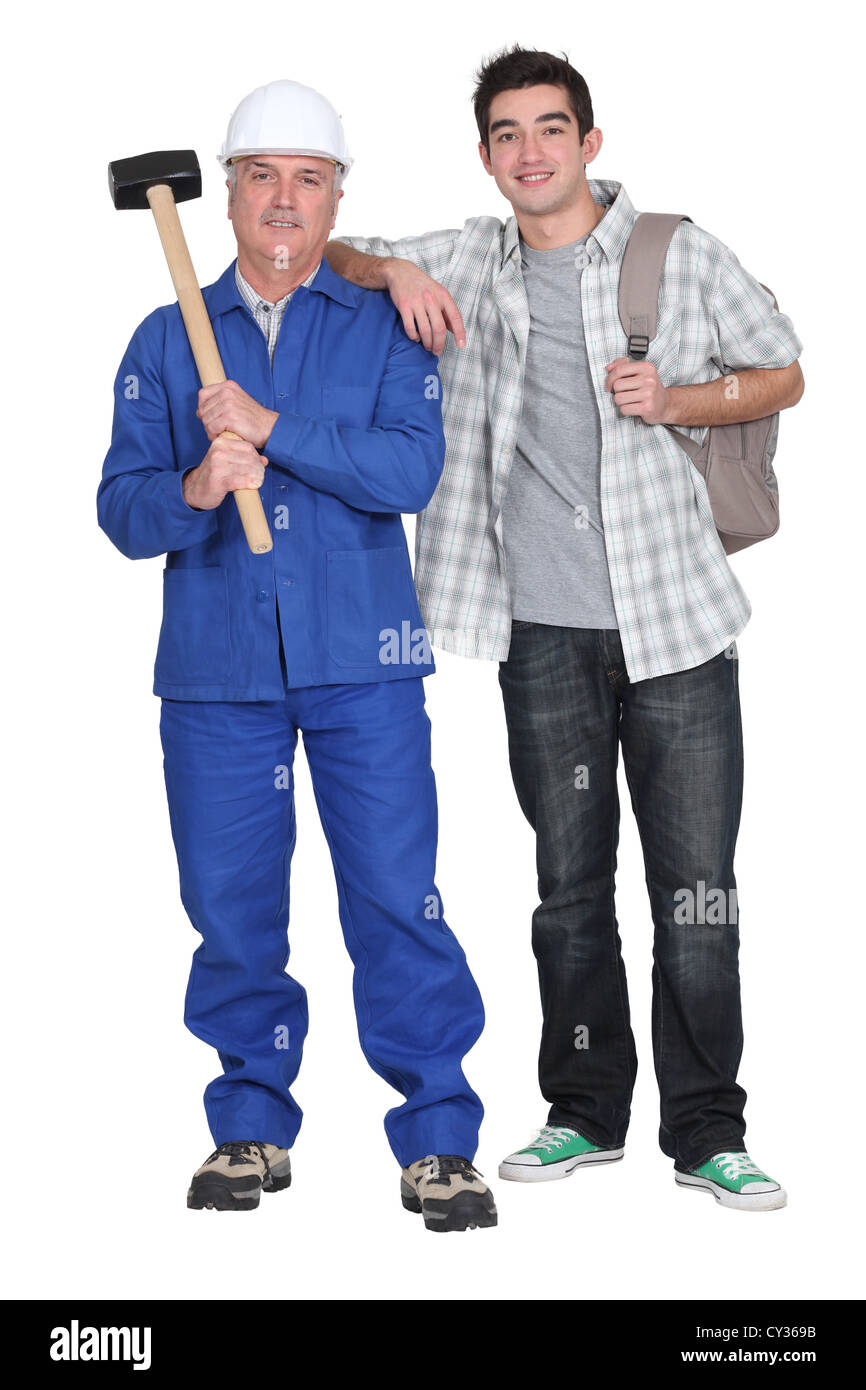 Mason e giovane Foto Stock