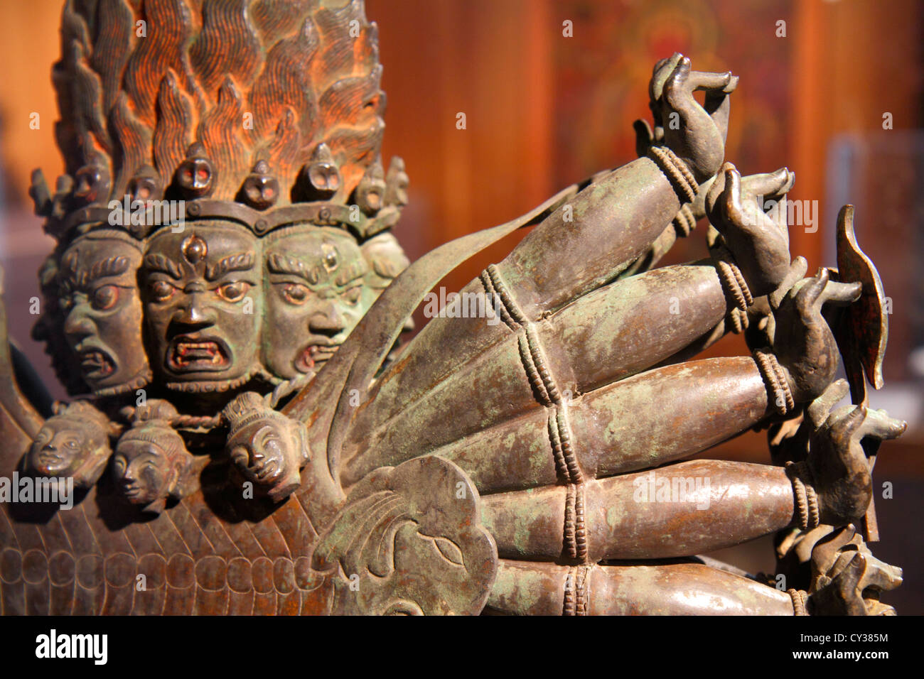Boston Massachusetts, Huntington Avenue, Museo delle Belle Arti, collezione, arte, rame dipinto nel Tibet del XVII secolo, Vajrabhairava & His Consort, buddista, scultura Foto Stock